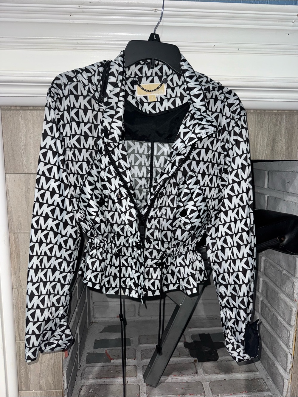 Michael Kors Black & White Logo Drawstring Jacket